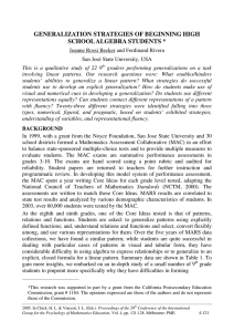 GENERALIZATION STRATEGIES OF BEGINNING HIGH SCHOOL ALGEBRA STUDENTS *