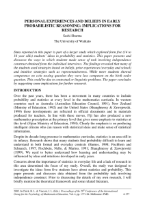 PERSONAL EXPERIENCES AND BELIEFS IN EARLY PROBABILISTIC REASONING: IMPLICATIONS FOR RESEARCH