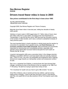 Drivers travel fewer miles in Iowa in 2005 Des Moines Register