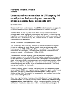 Unseasonal warm weather in US keeping lid