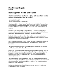 Borlaug wins Medal of Science Des Moines Register