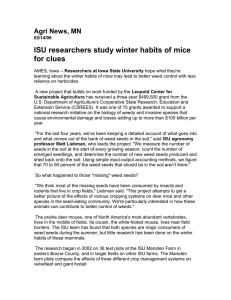 ISU researchers study winter habits of mice for clues Agri News, MN