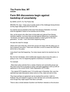 Farm Bill discussions begin against backdrop of uncertainty The Prairie Star, MT