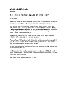 Scientists look at space shuttle foam Webindia123, India