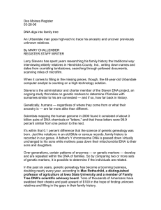 Des Moines Register 03-28-06  DNA digs into family tree