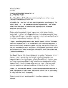 Associated Press 01-18-07  Rival Dems take tougher stances on Iraq