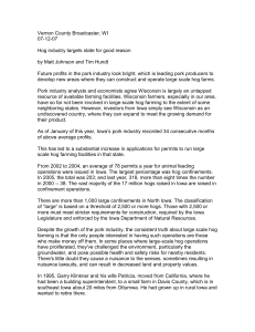 Vernon County Broadcaster, WI 07-12-07  Hog industry targets state for good reason