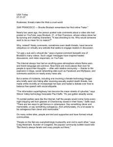 USA Today 07-31-07  Rudeness, threats make the Web a cruel world