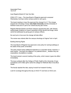 Associated Press 10-31-07  Iowa Regents Break 40 Year Gun Ban