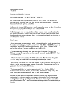 Des Moines Register 11-25-07  Iowans' credit troubles increase