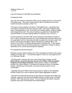 Wallace's Farmer, IA 11-27-07  Iowa Farm Bureau to Hold 89th Annual Meeting