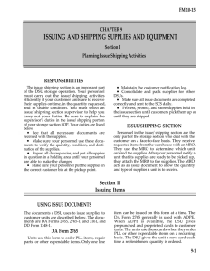 ISSUING AND SHIPPING SUPPLIES AND EQUIPMENT FM 10-15 CHAPTER 9 Section I