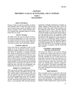 CHAPTER 3 PROVIDING CLASS II, III PACKAGED, AND IV SUPPLIES Section I MANAGEMENT