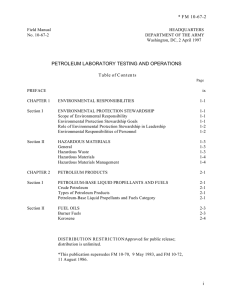 PETROLEUM LABORATORY TESTING AND OPERATIONS * FM 10-67-2 Table of Contents