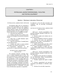 CHAPTER 4 PETROLEUM LABORATORY PERSONNEL, FACILITIES, AND TESTING EQUIPMENT