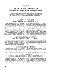 LISTING OF NONGOVERNMENTAL AND PRIVATE VOLUNTARY ORGANIZATIONS