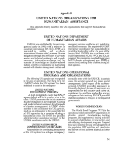 UNITED NATIONS ORGANIZATIONS FOR HUMANITARIAN ASSISTANCE UNITED NATIONS DEPARTMENT OF HUMANITARIAN AFFAIRS
