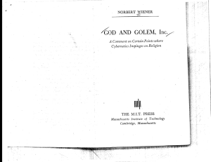 &#34;GOD AND GOLEM, Inc., NORBERT WIENER THE M.I.T. PRESS