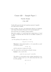 Course 428 — Sample Paper 1 Timothy Murphy 1 Dec 1997