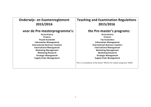 Onderwijs- en Examenreglement Teaching and Examination Regulations 2015/2016 voor de Pre-masterprogramma’s: