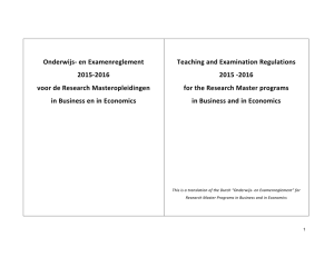 Onderwijs- en Examenreglement Teaching and Examination Regulations 2015-2016