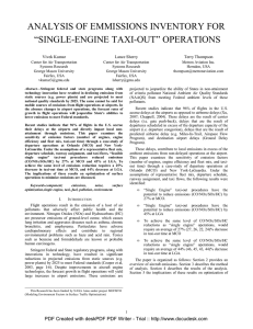 ANALYSIS OF EMMISSIONS INVENTORY FOR “SINGLE-ENGINE TAXI-OUT” OPERATIONS Vivek Kumar Lance Sherry