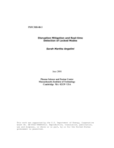 June 2008 PSFC/RR-08-3 Disruption Mitigation and Real-time