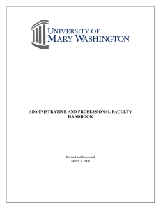 ADMINISTRATIVE AND PROFESSIONAL FACULTY HANDBOOK Revised and Reprinted