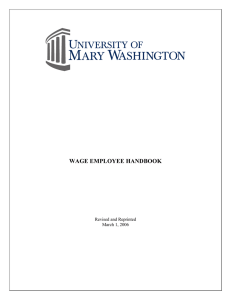 WAGE EMPLOYEE HANDBOOK Revised and Reprinted March 1, 2006