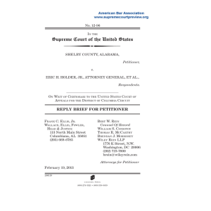 Supreme Court of the United States REPLY BRIEF FOR PETITIONER