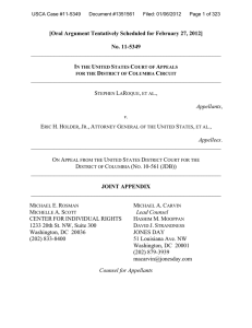 [Oral Argument Tentatively Scheduled for February 27, 2012] No. 11-5349 I U