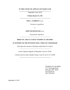 IN THE COURT OF APPEALS OF MARYLAND __________________________________________  Petition Docket No. 382