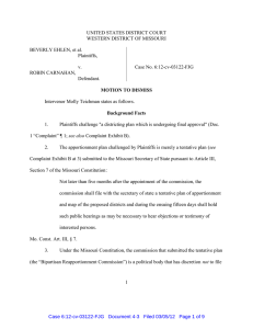 UNITED STATES DISTRICT COURT WESTERN DISTRICT OF MISSOURI BEVERLY EHLEN, et al. Plaintiffs,