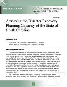 Assessing the Disaster Recovery Planning Capacity of the State of North Carolina