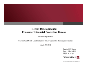 Recent Developments: Consumer Financial Protection Bureau