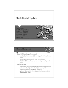 Bank Capital Update Presented to  UNC Banking Institute 