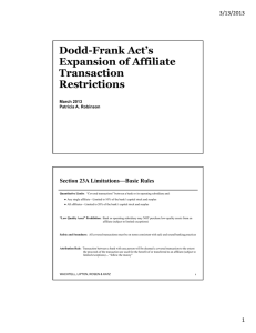 Dodd-Frank Act’s Expansion of Affiliate Transaction Restrictions