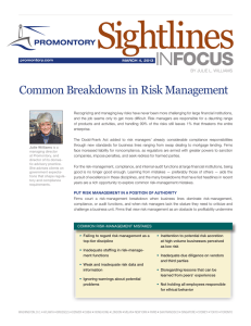 INFOCUS Common Breakdowns in Risk Management BY JULIE L. WILLIAMS