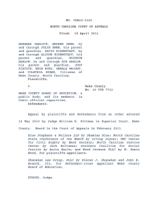 NO. COA10-1123 NORTH CAROLINA COURT OF APPEALS Filed:  19 April 2011