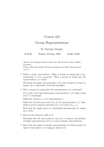 Course 424 Group Representations Dr Timothy Murphy G.M.B.