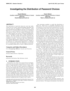 Investigating the Distribution of Password Choices David Malone Kevin Maher