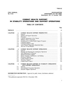 COMBAT HEALTH SUPPORT IN STABILITY OPERATIONS AND SUPPORT OPERATIONS TABLE OF CONTENTS