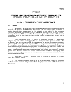 COMBAT HEALTH SUPPORT ASSESSMENT PLANNING FOR STABILITY OPERATIONS AND SUPPORT OPERATIONS