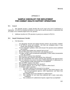 SAMPLE CHECKLIST FOR DEPLOYMENT FOR COMBAT HEALTH SUPPORT OPERATIONS APPENDIX H