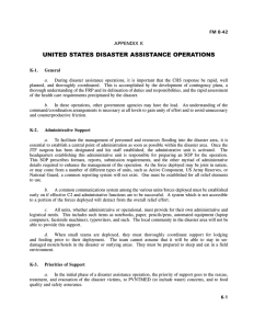 UNITED STATES DISASTER ASSISTANCE OPERATIONS APPENDIX K