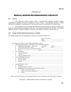 MEDICAL MISSION RECONNAISSANCE CHECKLIST APPENDIX M