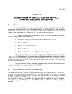 DEVELOPMENT OF MEDICAL ELEMENT TACTICAL STANDING OPERATING PROCEDURES APPENDIX P