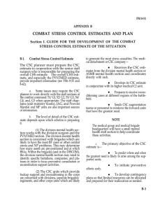 COMBAT STRESS CONTROL ESTIMATES AND PLAN