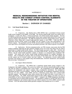 MEDICAL REENGINEERING INITIATIVE FOR MENTAL HEALTH AND COMBAT STRESS CONTROL ELEMENTS