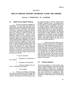 HEALTH SERVICE SUPPORT ESTIMATES, PLANS, AND ORDERS I. CHAPTER 2 Section